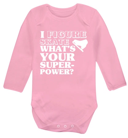 I figure skate what's your superpower? Baby Vest long sleeved pale pink 6-12 months