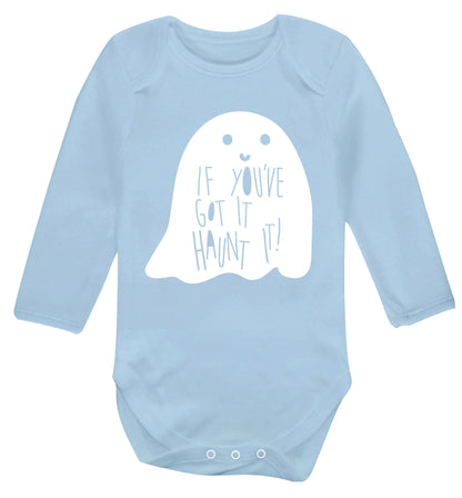 If you've got it haunt it Baby Vest long sleeved pale blue 6-12 months