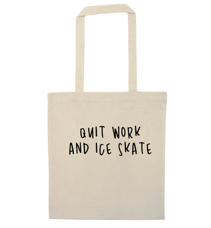 Quit work ice skate natural tote bag