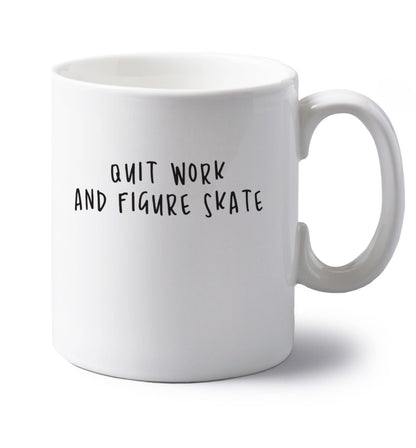 Quit work figure skate left handed white ceramic mug 