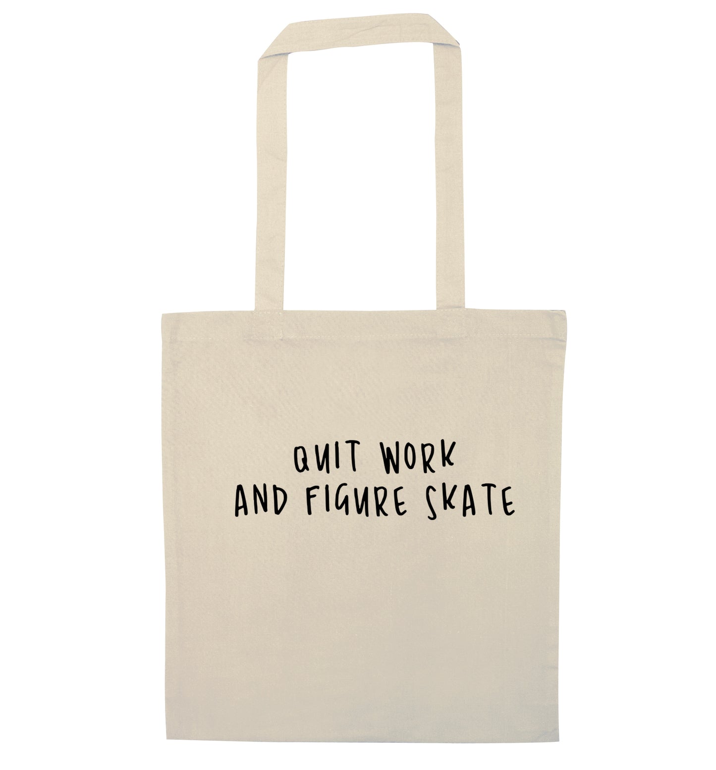 Quit work figure skate natural tote bag
