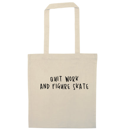 Quit work figure skate natural tote bag