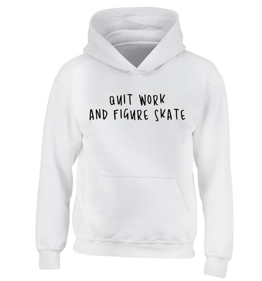Quit work figure skate children's white hoodie 12-14 Years