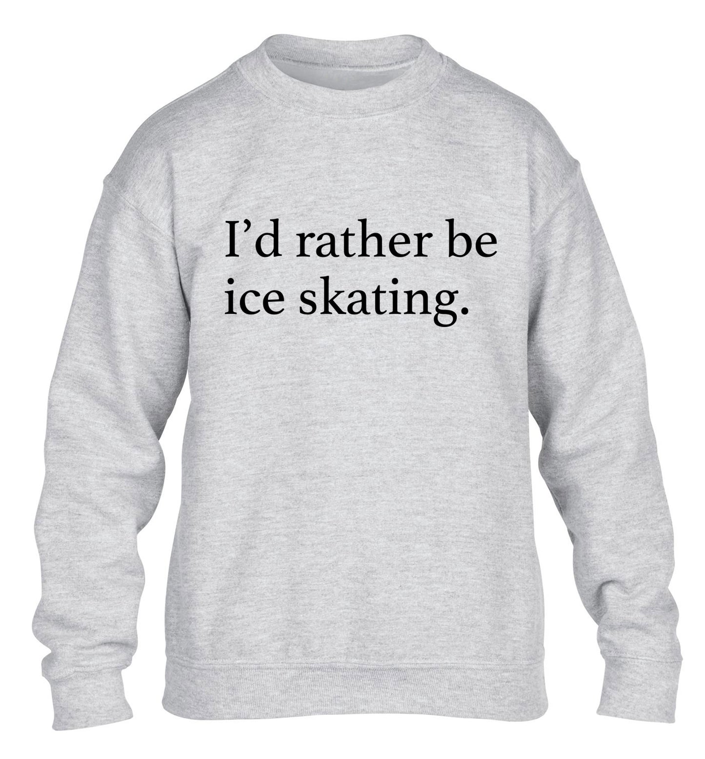I'd rather be ice skating children's grey sweater 12-14 Years