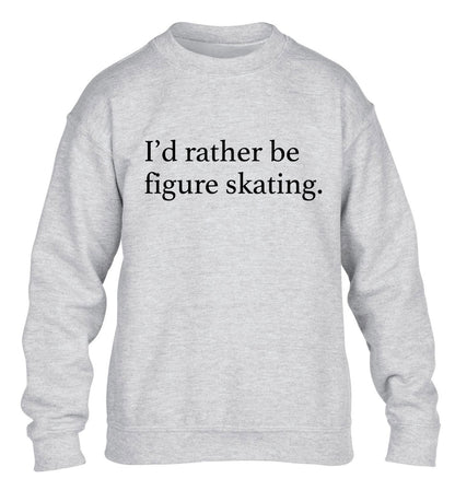 I'd rather be figure skating children's grey sweater 12-14 Years