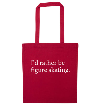 I'd rather be figure skating red tote bag