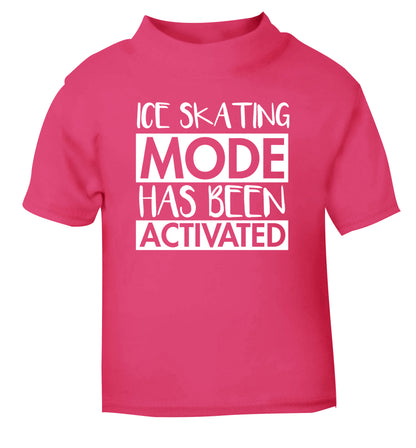 Ice skating mode activated pink Baby Toddler Tshirt 2 Years