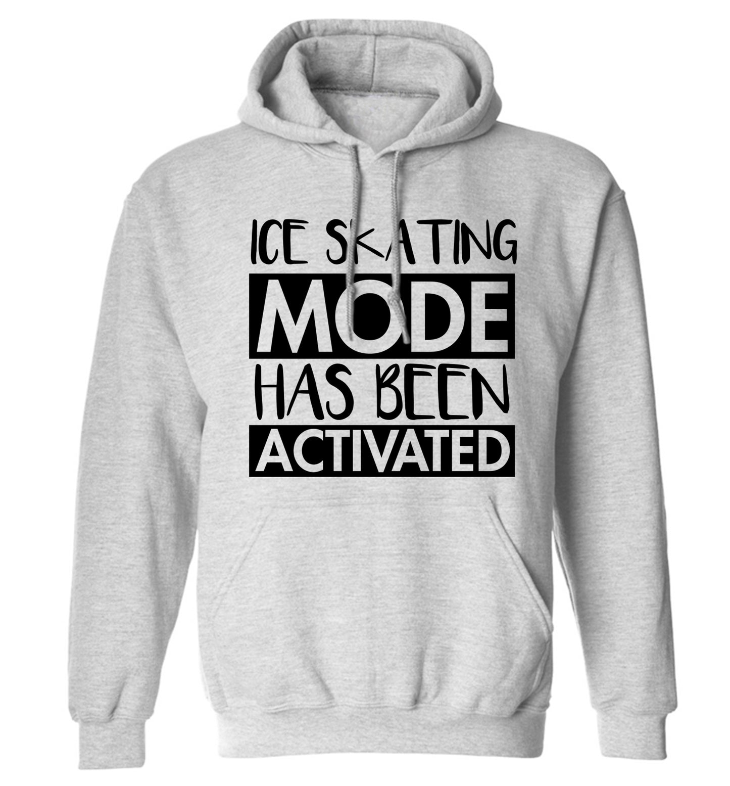 Ice skating mode activated adults unisexgrey hoodie 2XL
