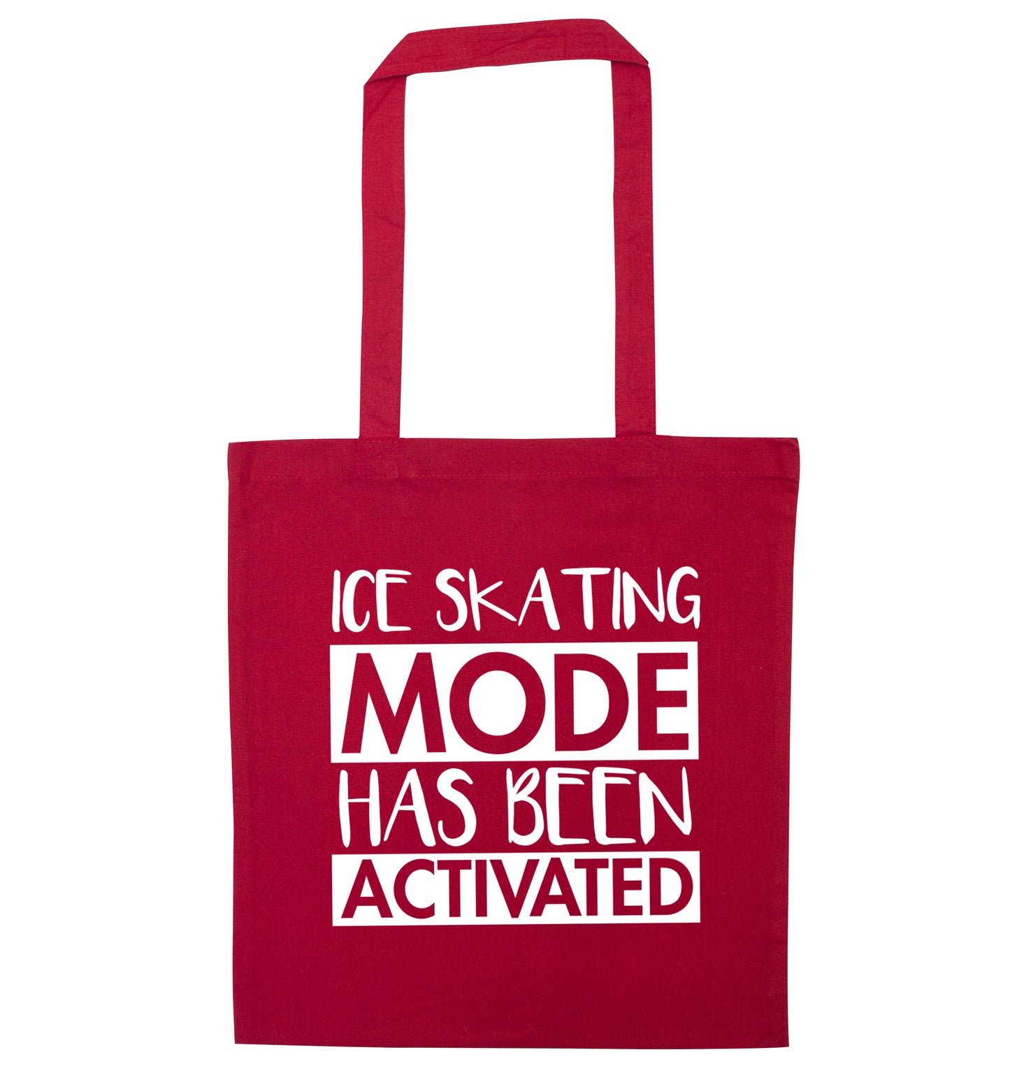 Ice skating mode activated red tote bag