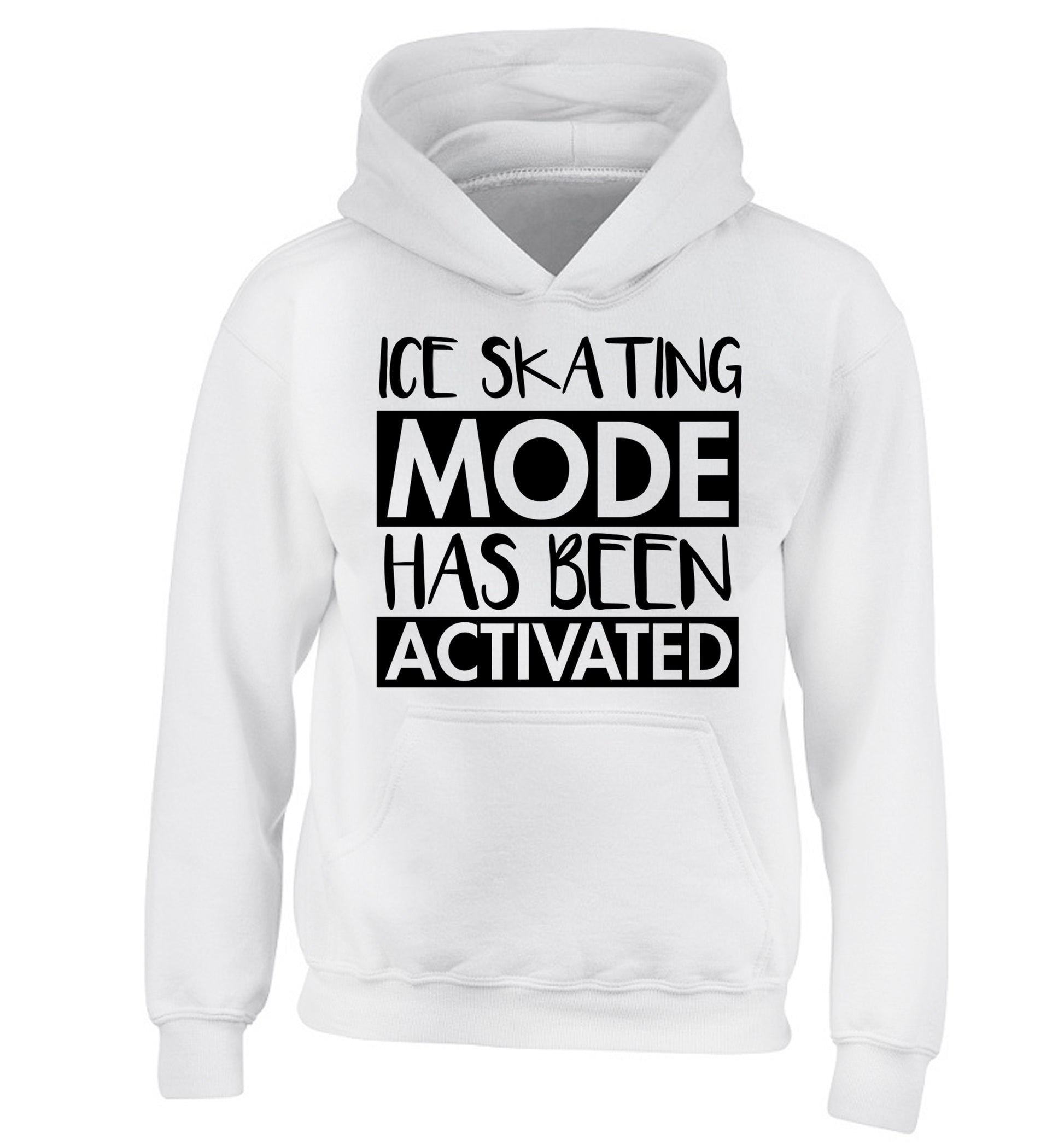 Ice skating mode activated children's white hoodie 12-14 Years