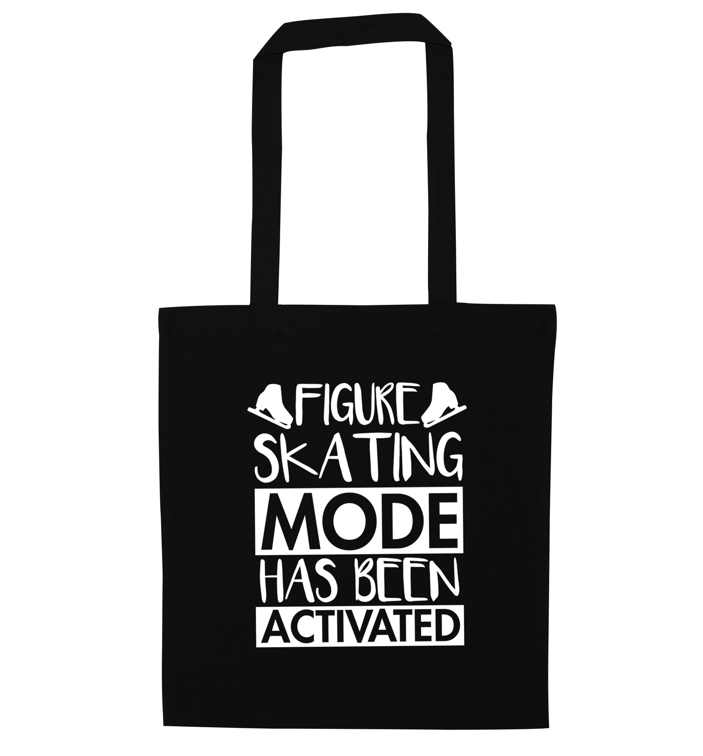 Figure skating mode activated black tote bag