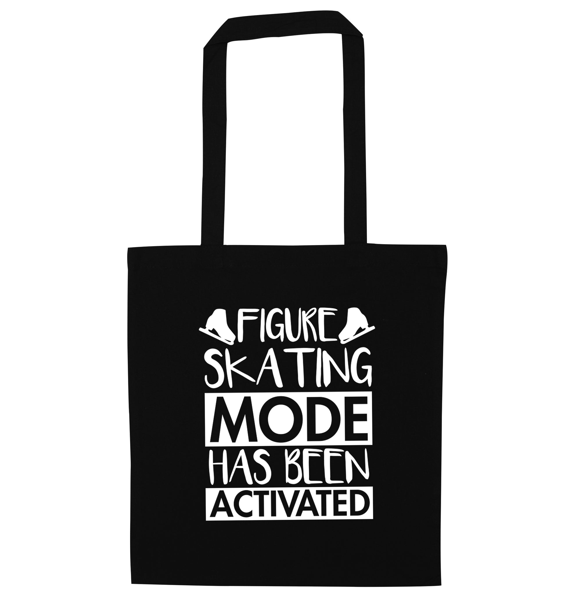 Figure skating mode activated black tote bag