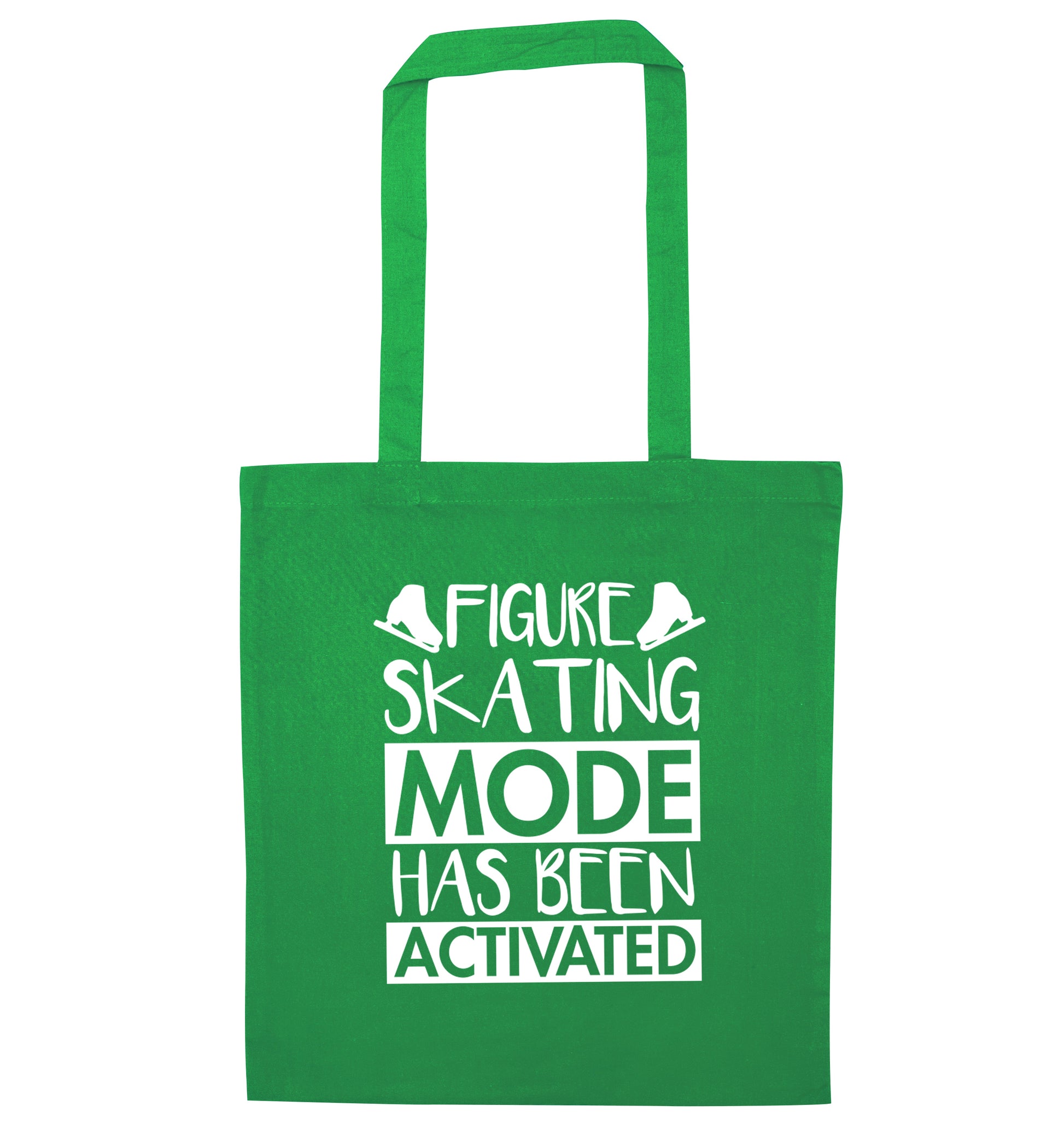 Figure skating mode activated green tote bag