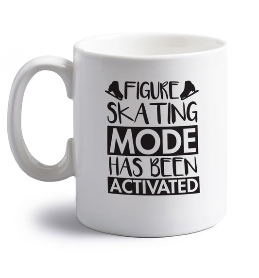 Figure skating mode activated right handed white ceramic mug 