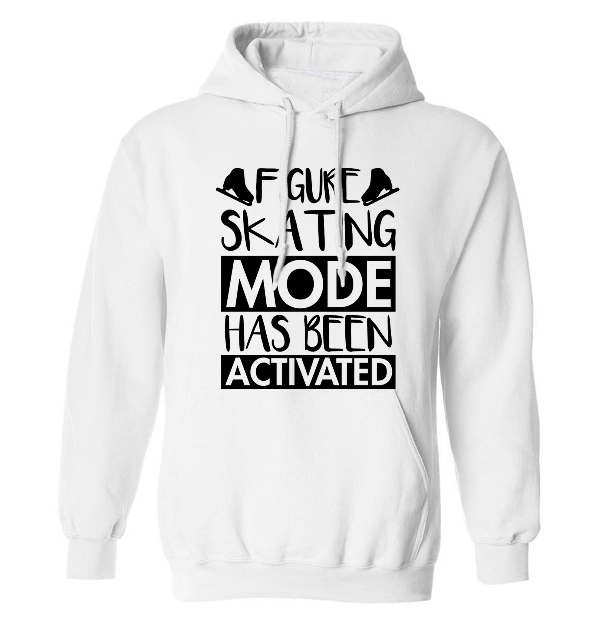 Figure skating mode activated adults unisexwhite hoodie 2XL