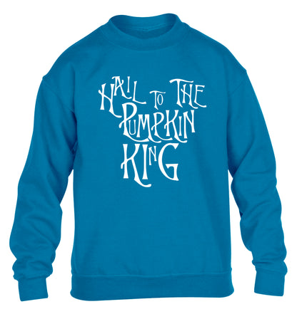 Hail to the pumpkin king children's blue sweater 12-14 Years