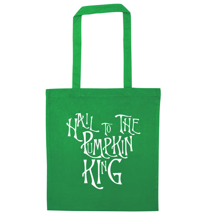 Hail to the pumpkin king green tote bag