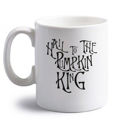 Hail to the pumpkin king right handed white ceramic mug 