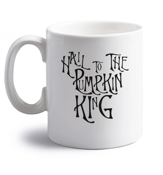 Hail to the pumpkin king right handed white ceramic mug 