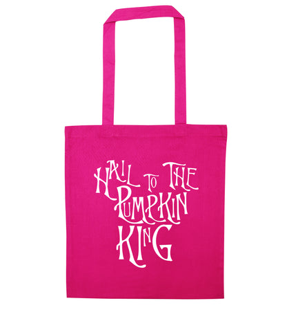 Hail to the pumpkin king pink tote bag