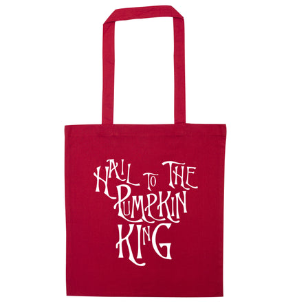 Hail to the pumpkin king red tote bag