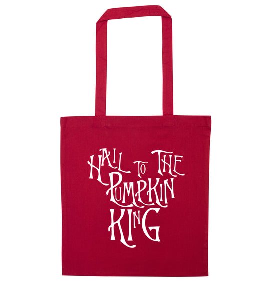 Hail to the pumpkin king red tote bag