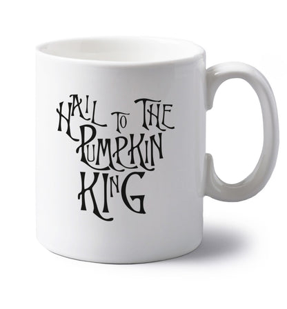Hail to the pumpkin king left handed white ceramic mug 
