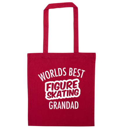 Worlds best figure skating grandad red tote bag