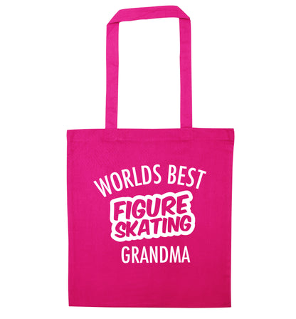Worlds best figure skating grandma pink tote bag