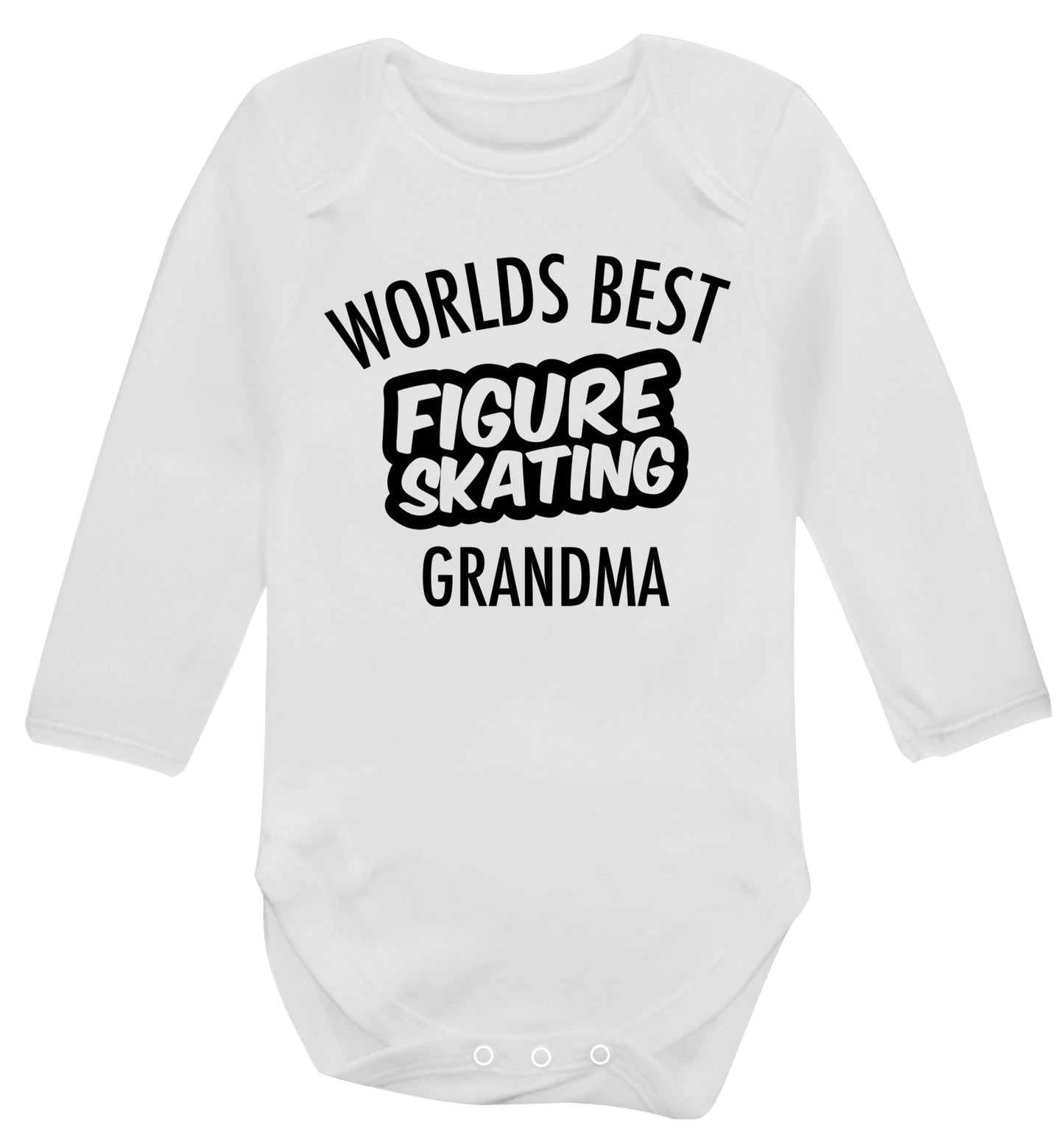 Worlds best figure skating grandma Baby Vest long sleeved white 6-12 months