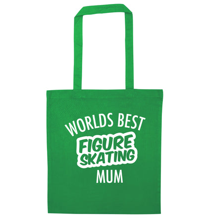 Worlds best figure skating mum green tote bag