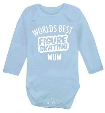 Worlds best figure skating mum Baby Vest long sleeved pale blue 6-12 months
