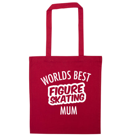 Worlds best figure skating mum red tote bag