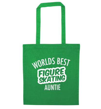 Worlds best figure skating auntie green tote bag
