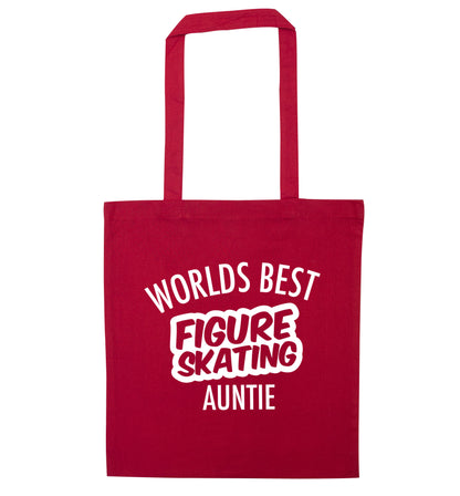 Worlds best figure skating auntie red tote bag