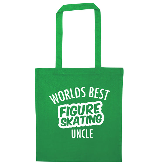 Worlds best figure skating uncle green tote bag