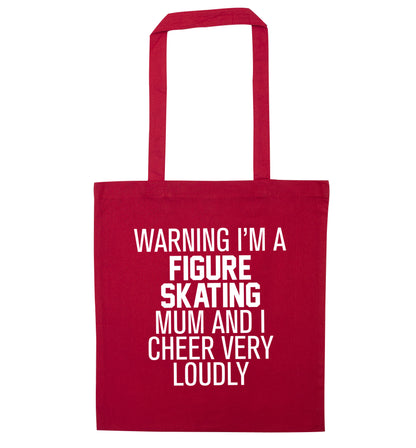 Warning I'm a figure skating mum and I cheer very loudly red tote bag