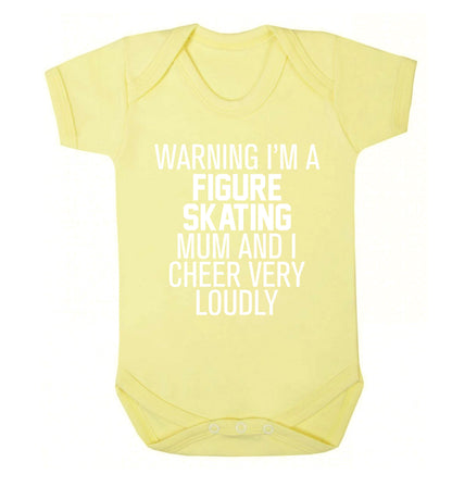 Warning I'm a figure skating mum and I cheer very loudly Baby Vest pale yellow 18-24 months