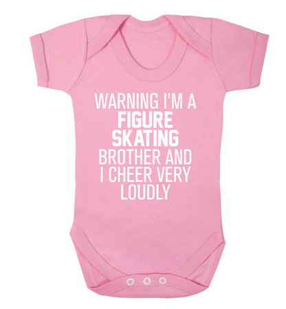 Warning I'm a figure skating brother and I cheer very loudly Baby Vest pale pink 18-24 months