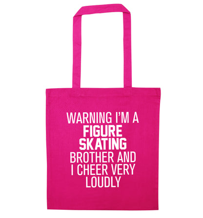 Warning I'm a figure skating brother and I cheer very loudly pink tote bag