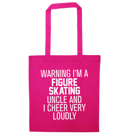Warning I'm a figure skating uncle and I cheer very loudly pink tote bag