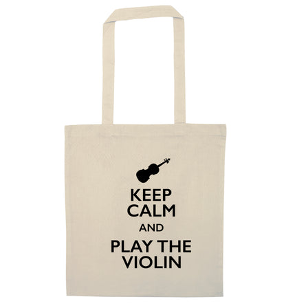 Keep calm and play the violin natural tote bag