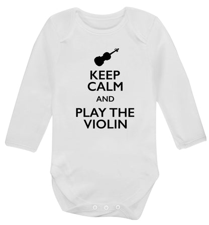 Keep calm and play the violin Baby Vest long sleeved white 6-12 months