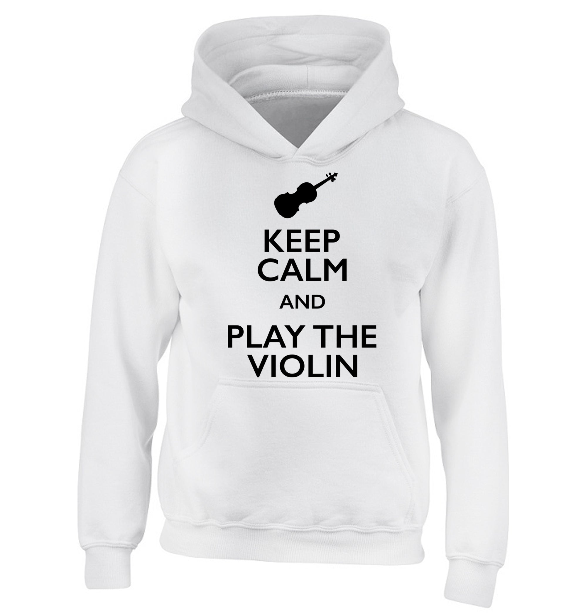 Keep calm and play the violin children's white hoodie 12-13 Years
