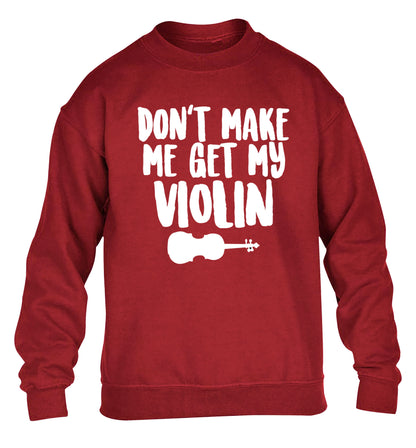 Don't make me get my violin children's grey sweater 12-13 Years