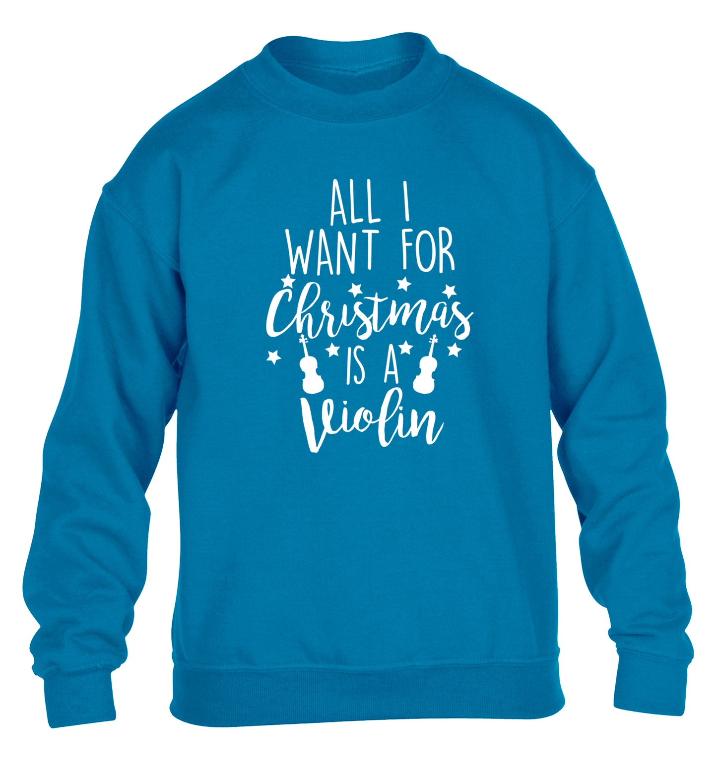 All I Want For Christmas is a Violin children's blue sweater 12-13 Years