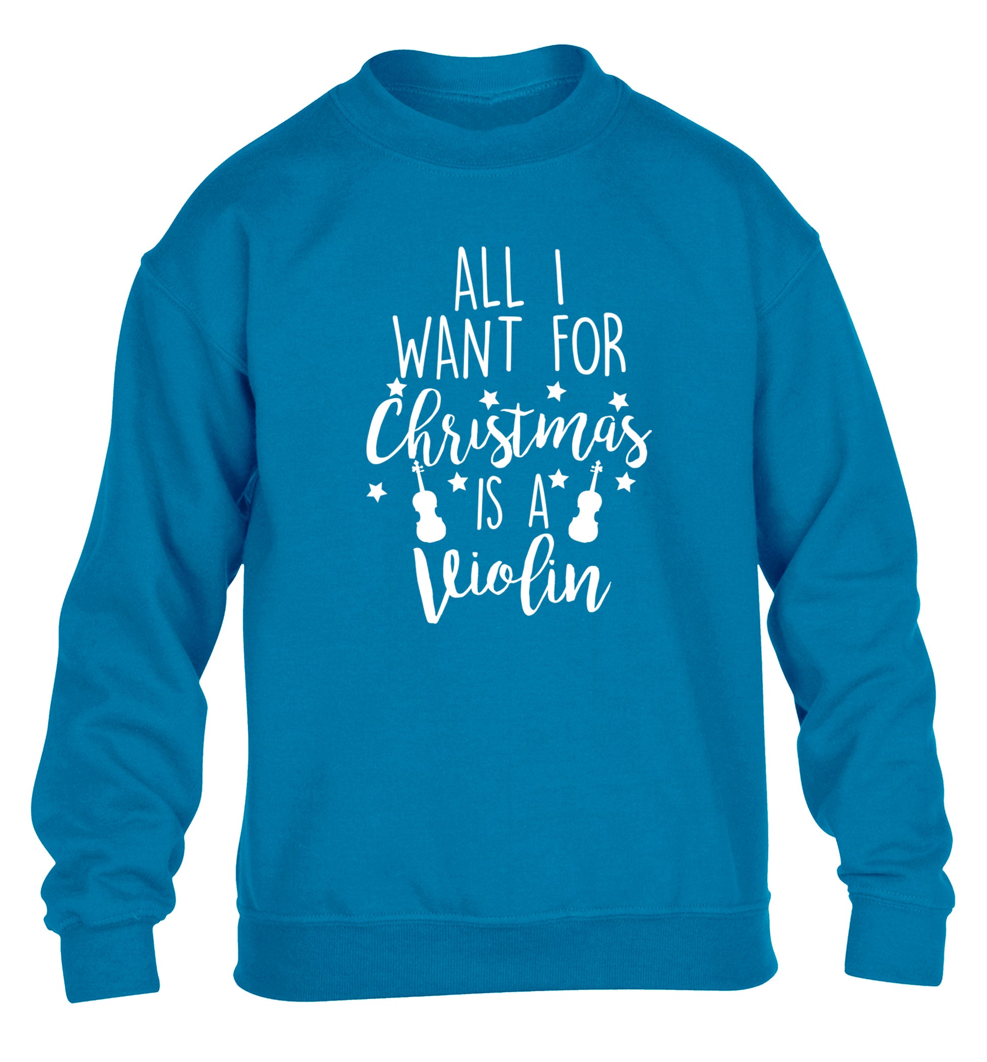 All I Want For Christmas is a Violin children's blue sweater 12-13 Years