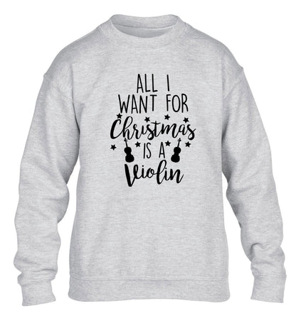 All I Want For Christmas is a Violin children's grey sweater 12-13 Years