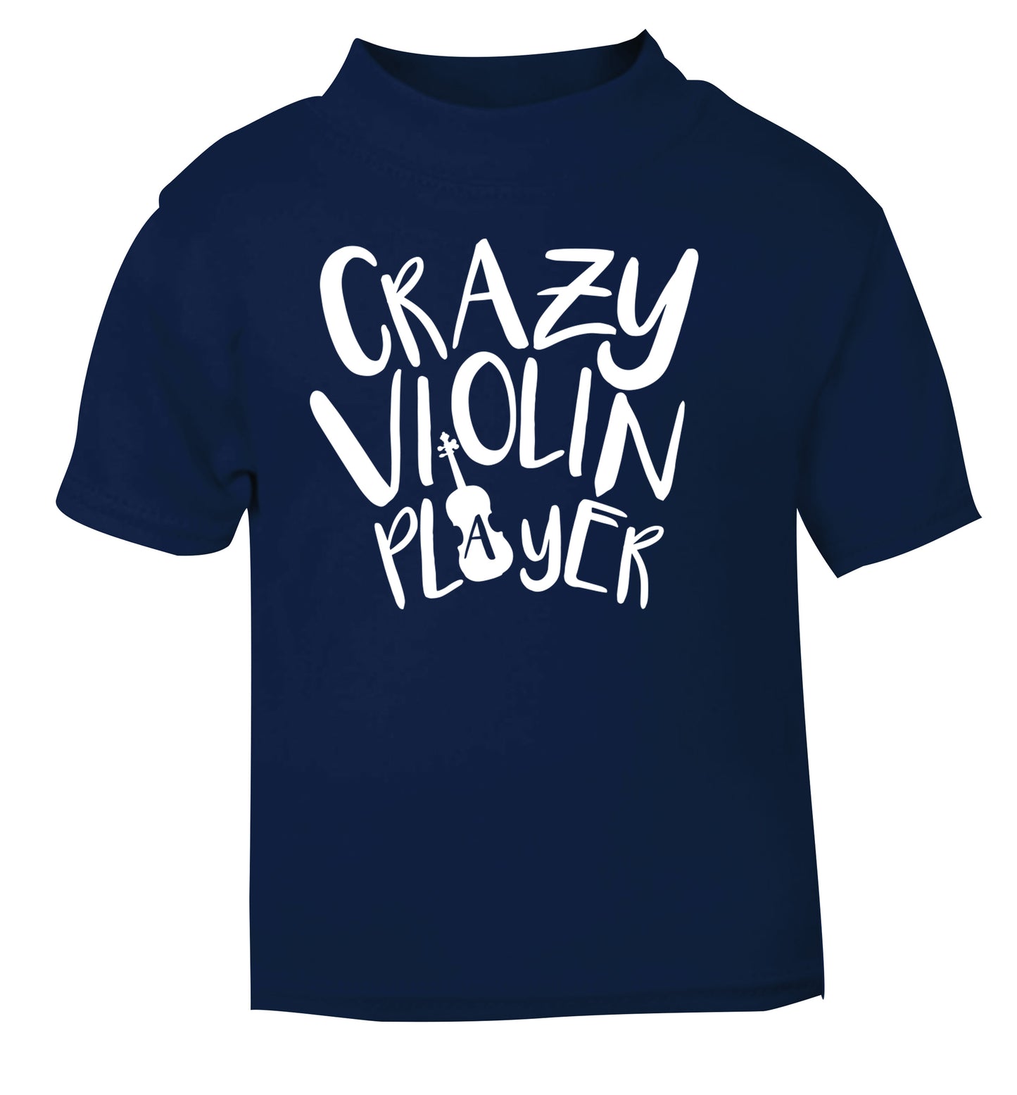 Crazy Violin Player navy Baby Toddler Tshirt 2 Years