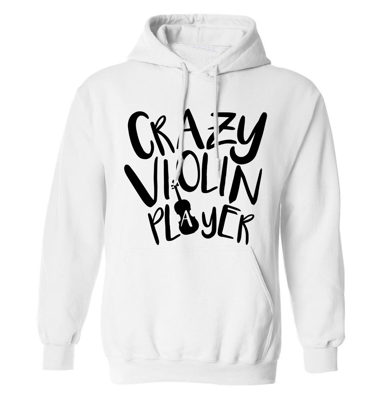 Crazy Violin Player adults unisex white hoodie 2XL